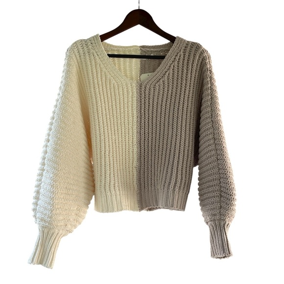 ALTAR’d State Sweater Colorblock Knit Cropped Pullover NWT Women’s Size Medium - Picture 3 of 14